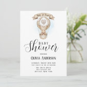 Invitation Baby shower Ours Teddy Tan Hot Air (Debout devant)