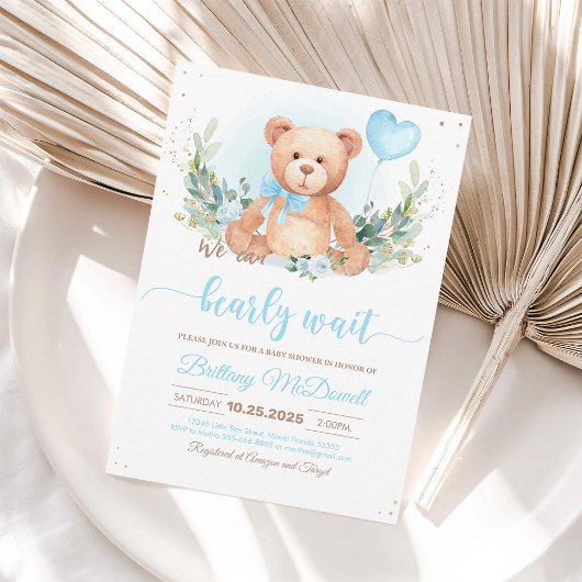 Invitation Baby shower Ours Teddy Thème Ours