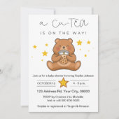 Invitation Baby shower Ours, Thé à bulle, Cu-TEA (Devant)