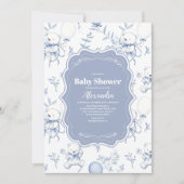 Invitation Baby shower Ours Toile De Jouy Bow (Devant)