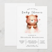 Invitation Baby shower Ours unique Boho (Devant / Derrière)