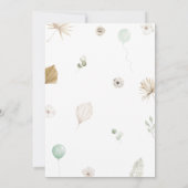 Invitation Baby shower Ours vert Boho (Dos)