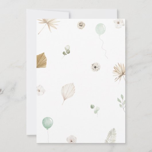 Invitation Baby shower Ours vert Boho (Dos)