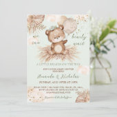 Invitation Baby shower Ours vert Boho (Debout devant)