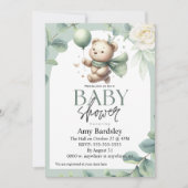 Invitation Baby shower Ours vert Sage (Devant)