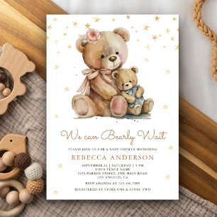 Invitation Baby Shower Ourse et Ourson Teddy Mignon