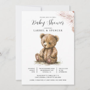 Invitation Baby Shower Ourson Bohème