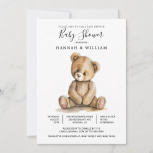 Invitation Baby shower ourson mignon