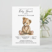 Invitation Baby shower ourson mignon (Debout devant)