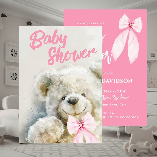 Invitation Baby shower ourson mignon