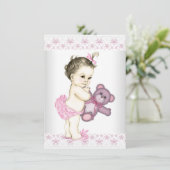 Invitation Baby shower Ourson Rose (Debout devant)