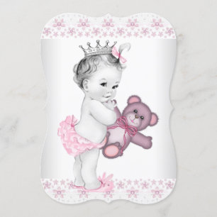 Invitation Baby shower Ourson Rose Princesse