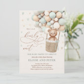 Invitation Baby shower Ourson Teddy Bear Sage Green Bear (Debout devant)