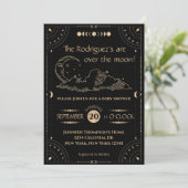 Invitation baby shower "Over the Moon" Céleste Lune et étoile (Debout devant)