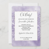 Invitation Baby-Shower Pailleté Violet Glitzy (Devant)