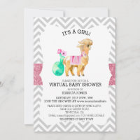 Baby Shower Paillette Chevron Lama Rose Virtuel