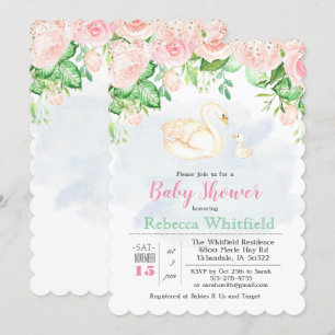 Invitation Baby Shower Paillette Fleurie Cygne Béb