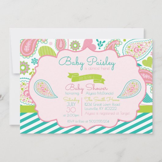 Invitation Baby shower Paisley (Devant)