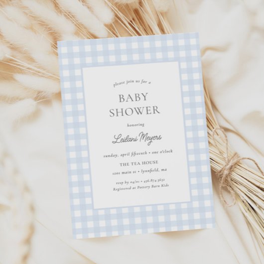 Invitation Baby shower Pale Blue En vichy Classic Boys