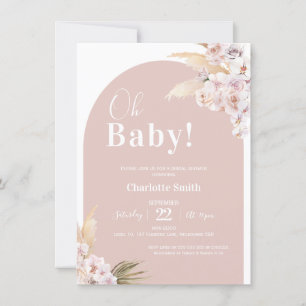 Invitation Baby shower Pampas à arc floral Blush Boho