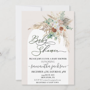 Invitation Baby Shower Pampas Grass Arche Bohème Moderne