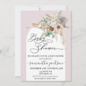 Invitation Baby shower Pampas Grass Boho Arch Moderne (Devant)