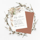 Invitation Baby shower pampas herbe boho moderne élégant