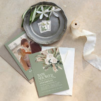 Baby shower pampas herbe sauge moderne vert photo