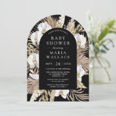 Invitation Baby shower Pampas Orchidée blanche Arche noire (Debout devant)