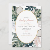 Invitation Baby shower Pampas Palm Tropical Rose (Devant)