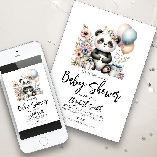 Invitation Baby shower Panda