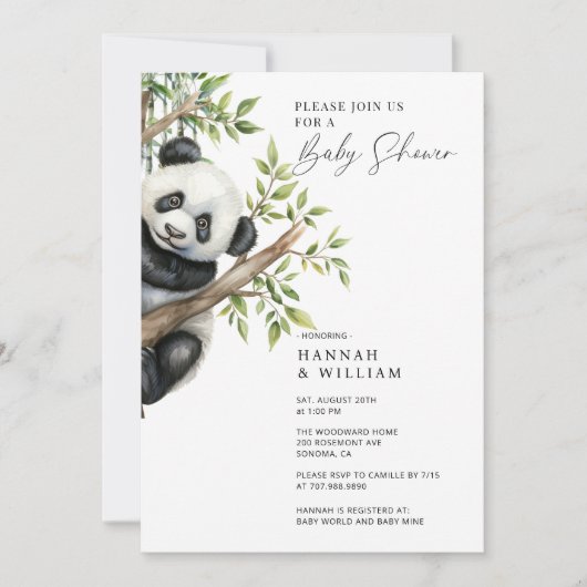 Invitation Baby shower Panda (Devant)