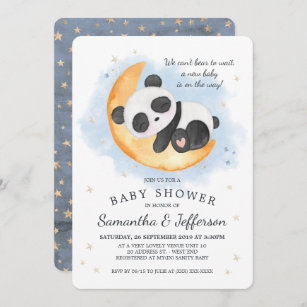 Invitation Baby shower Panda aquarelle