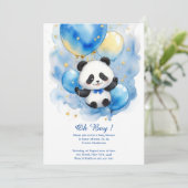 Invitation Baby shower Panda aquarelle (Debout devant)
