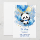 Invitation Baby shower Panda aquarelle (Devant / Derrière)