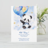 Invitation Baby shower Panda aquarelle (Debout devant)