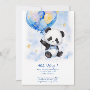 Invitation Baby shower Panda aquarelle