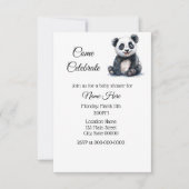 Invitation Baby shower Panda aquarelle simple (Devant)