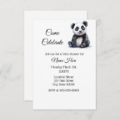 Invitation Baby shower Panda aquarelle simple (Devant / Derrière)