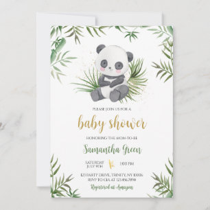 Invitation Baby shower Panda Bamboo