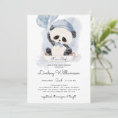 Invitation Baby shower Panda Boy (Debout devant)