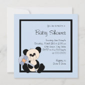 Invitation Baby shower Panda noir et bleu (Dos)