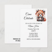 Invitation Baby shower Panda rouge simple aquarelle (Devant / Derrière)