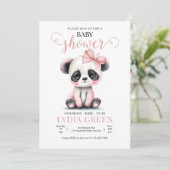 Invitation Baby shower Panda verdure Fille (Debout devant)
