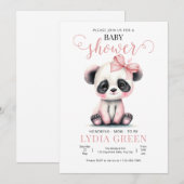 Invitation Baby shower Panda verdure Fille (Devant / Derrière)