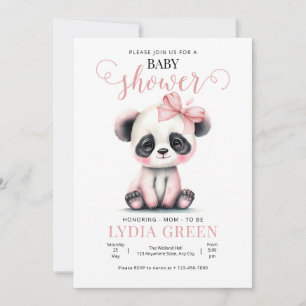 Invitation Baby shower Panda verdure Fille