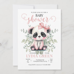 Invitation Baby shower Panda verdure Fille baby shower