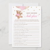 Invitation Baby shower Papa Blagues Jeu Teddy Bear Pink Card (Devant)