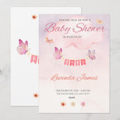 Invitation Baby shower papillon (Devant / Derrière)