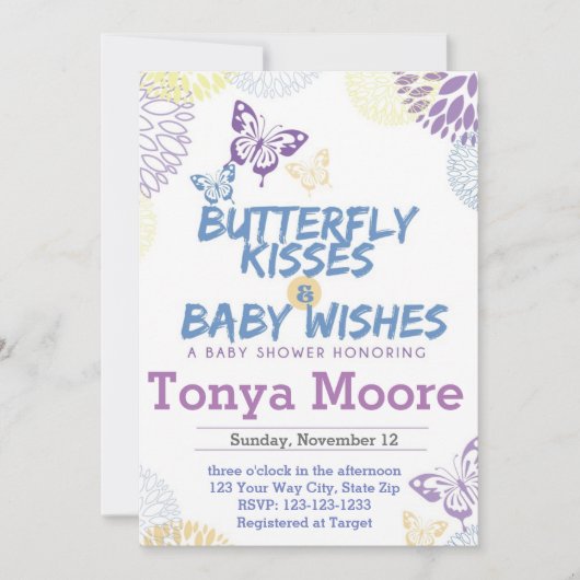 Invitation Baby shower papillon (Devant)